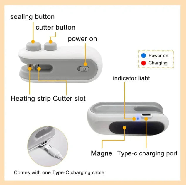 FreshLock™ – 2-in-1 Rechargeable Heat Sealer & Cutter